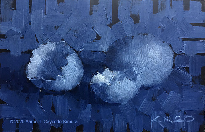 Eggshells & Egg. Oil on sanded paper. 4" x 6".