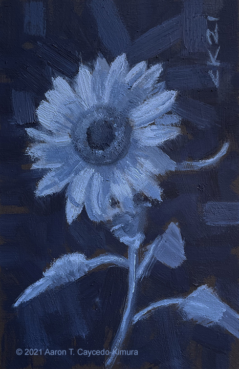 Sunflower. Oil on Sanded Paper. 6" x 4". SOLD