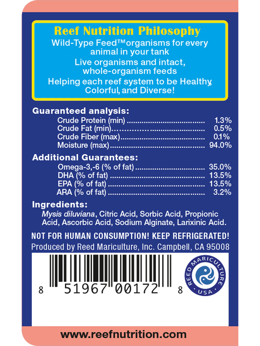 Reef Nutrition Mysis-Feast – 6oz – Abc Aqua + inc.