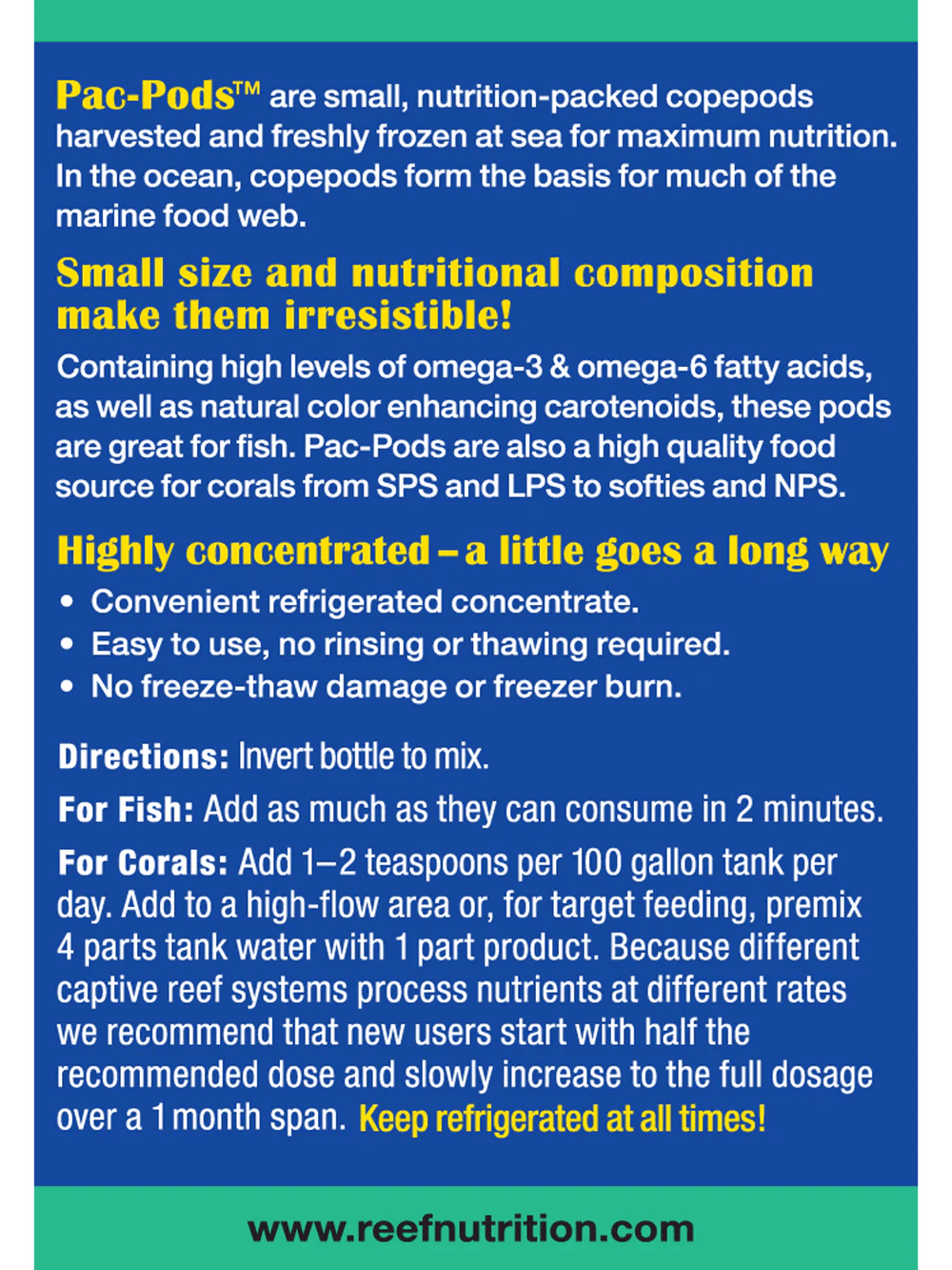 Reef Nutrition Pac-Pods – 6oz – Abc Aqua + inc.