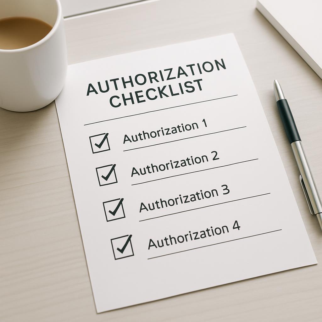 A checklist for authorization.