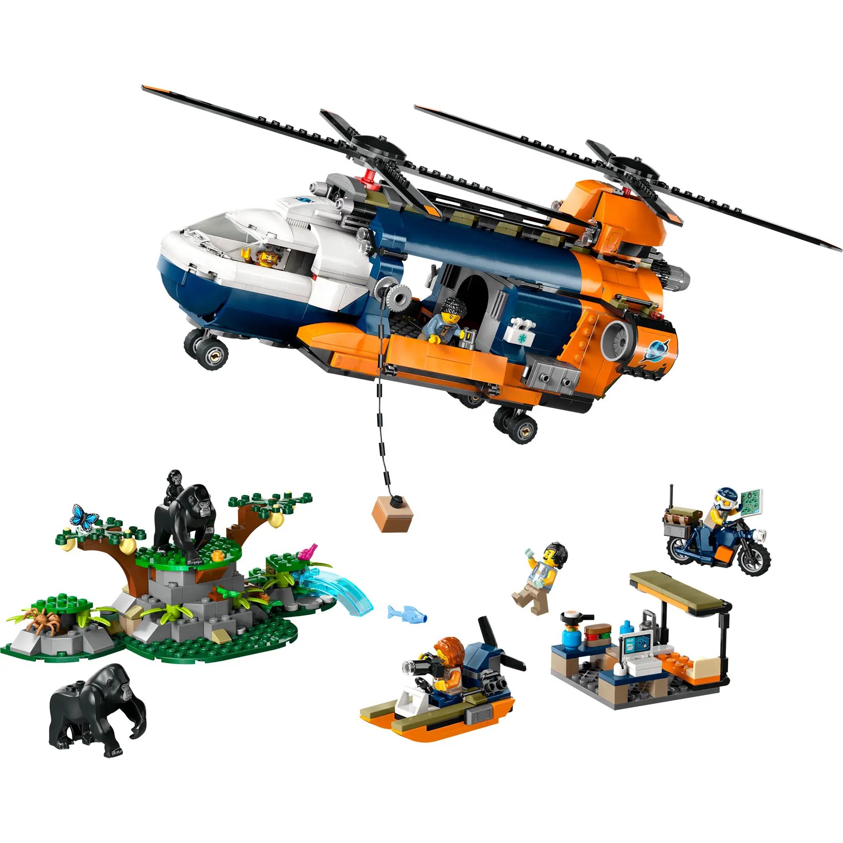 Alternative view of LEGO® City 60437 Helikopter - istraživač džungle u kampu baze