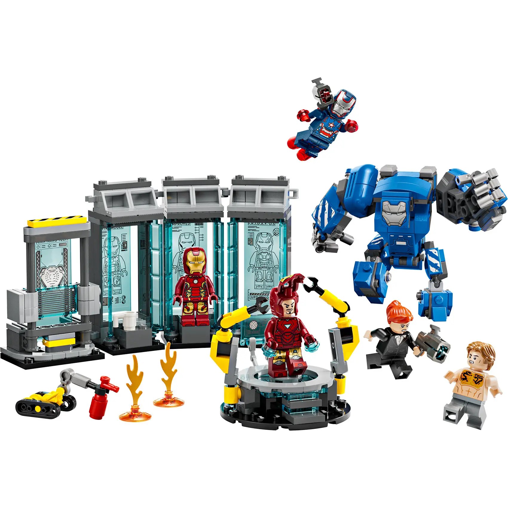 Alternative view of LEGO® Marvel 76315 Ajronmenova laboratorija dvorana oklopa