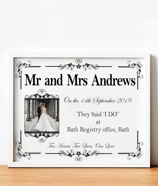 First Year Wedding Anniversary Paper Gift Abc Prints