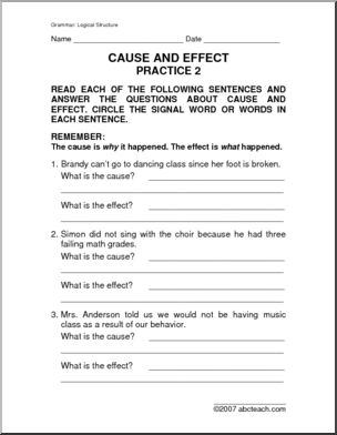 worksheets cause and effect primary elem abcteach