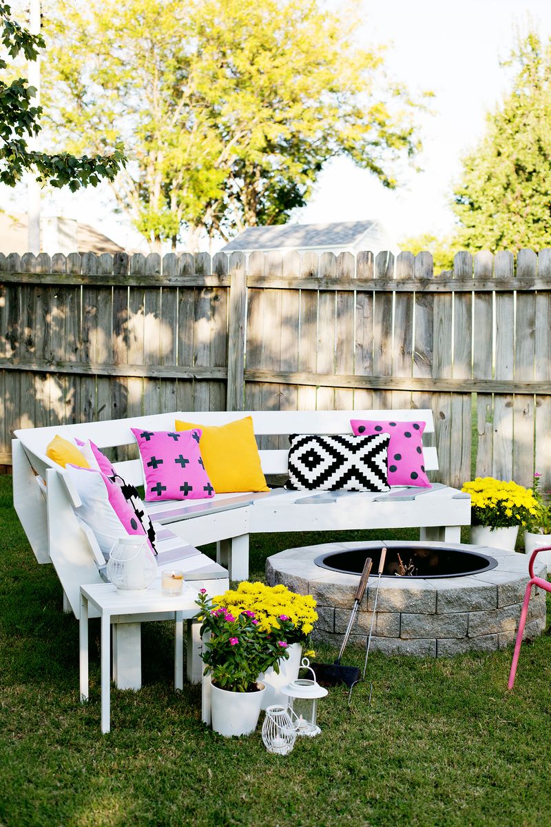 Get started on this fun and easy craft today. Build Your Own Curved Fire Pit Bench A Beautiful Mess