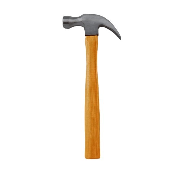 picture of claw hammer with the flat head in the front and bent claw on the other end