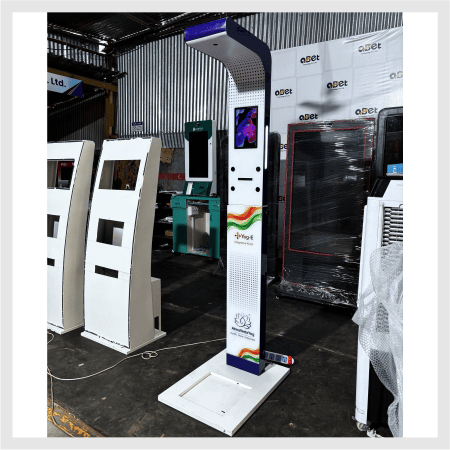 Healthcare kiosk with interactive touchscreen for patient services and information