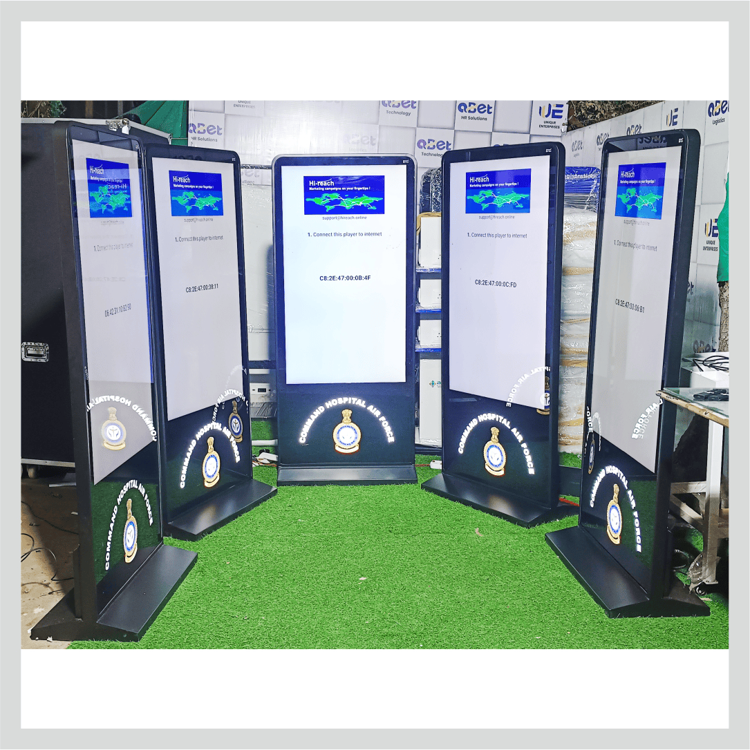 Digital signage kiosk with high-quality display for advertising and information