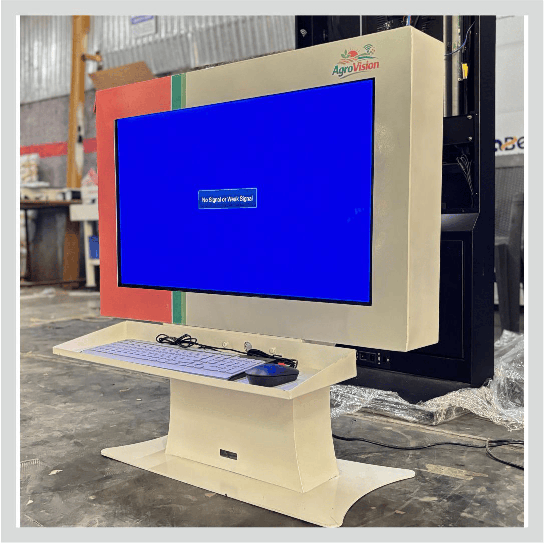 Table mount kiosk for Agro Vision with interactive touchscreen display for agricultural information and digital engagement