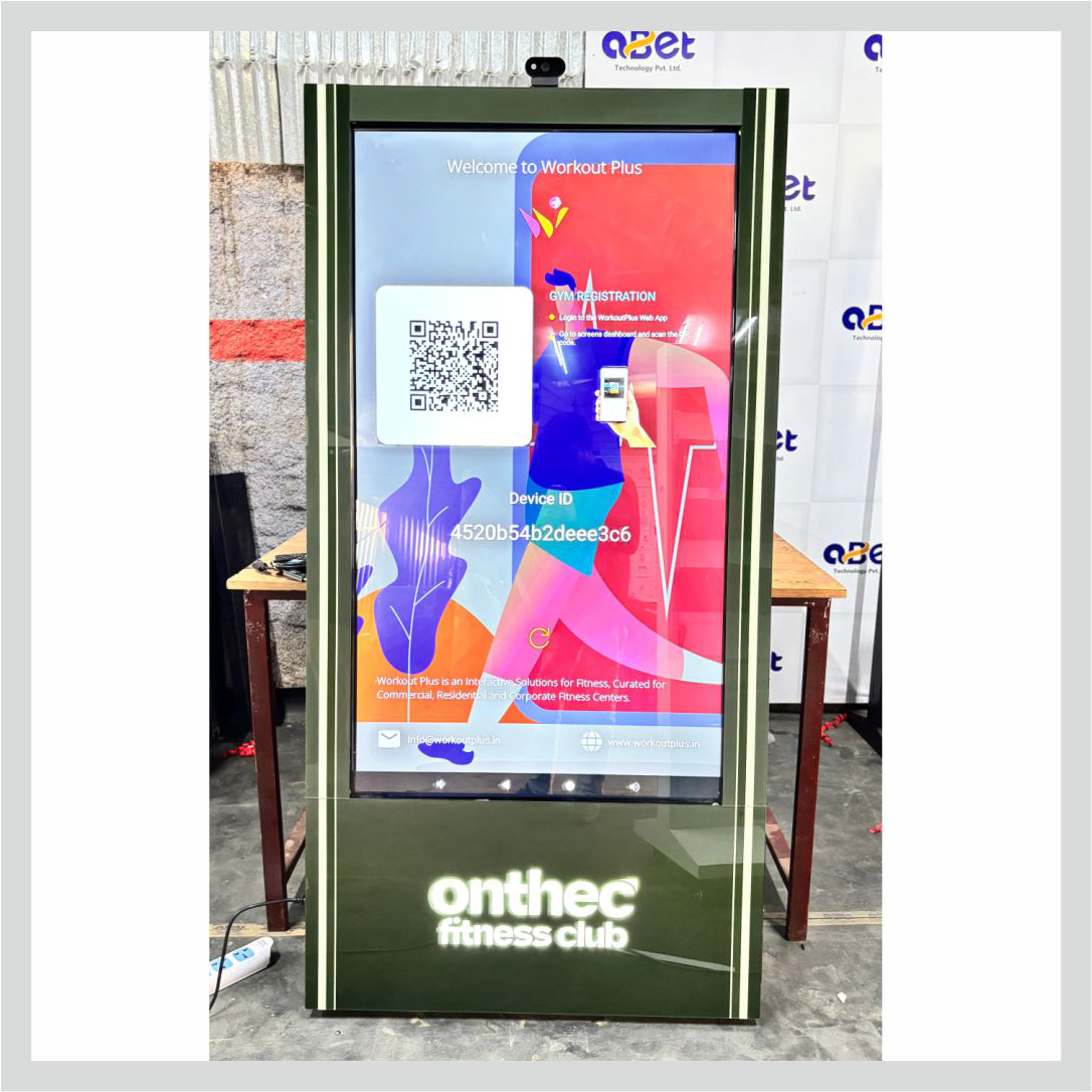 Interactive digital signage for Onthec Fitness Club gym with touchscreen display for fitness information and member engagement