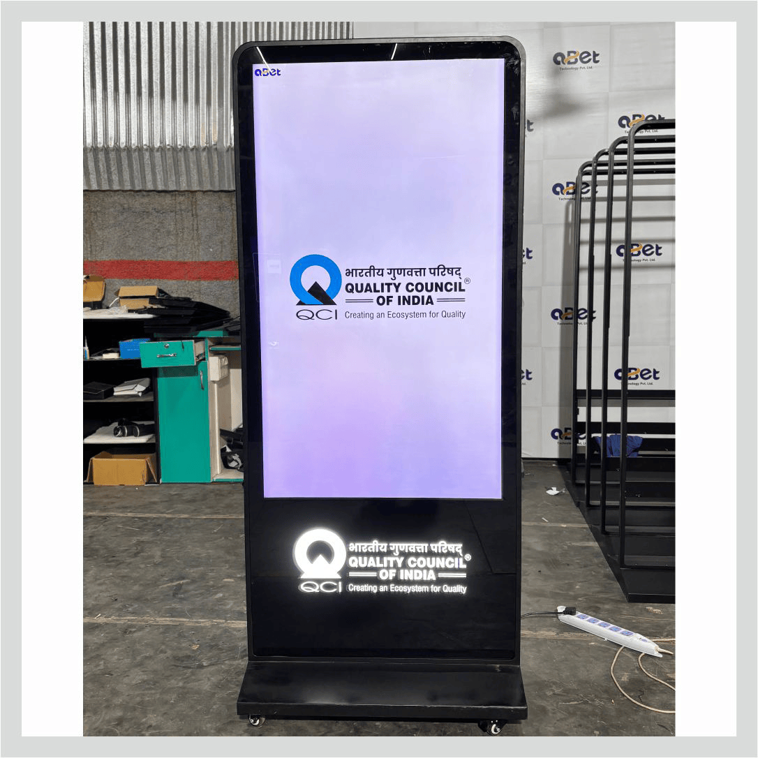 Non-interactive digital signage for Quality Council of India displaying branded information and digital content