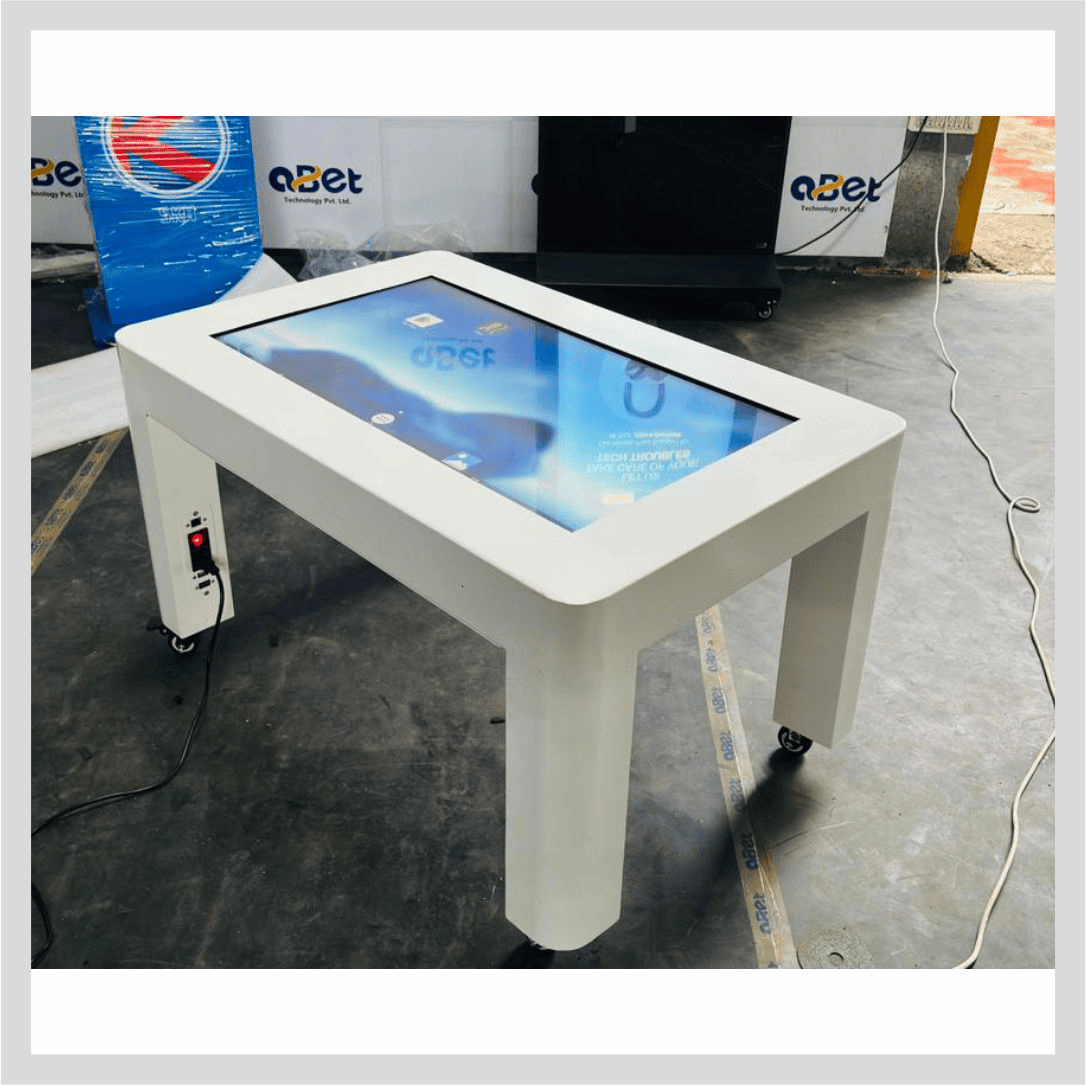 Table mount kiosk with interactive touchscreen for digital information and convenient self-service