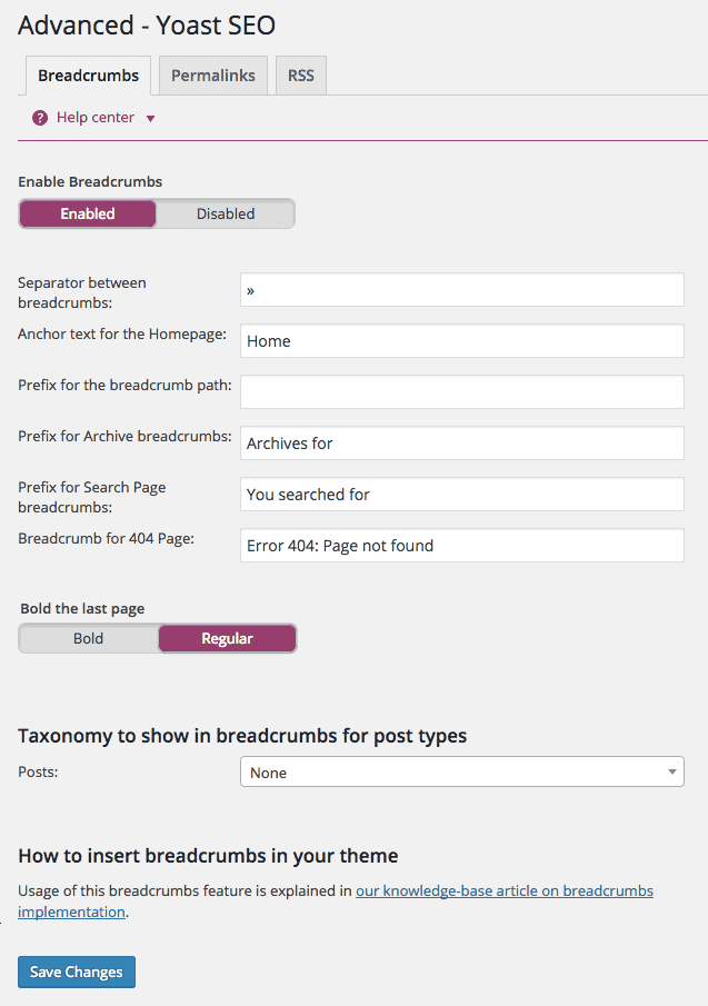 This feature is disabled by default as you or your theme developer must add code to your theme files. How to Add Breadcrumbs to WordPress Posts and Pages?