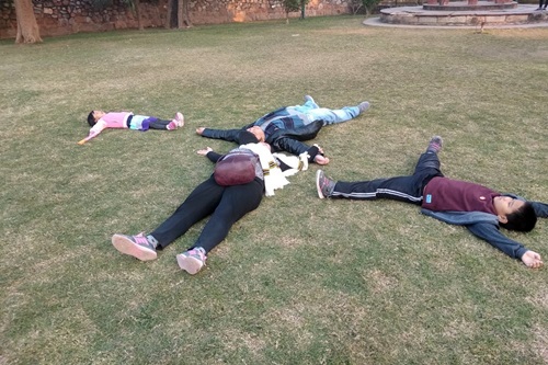 Sleeping in the park.