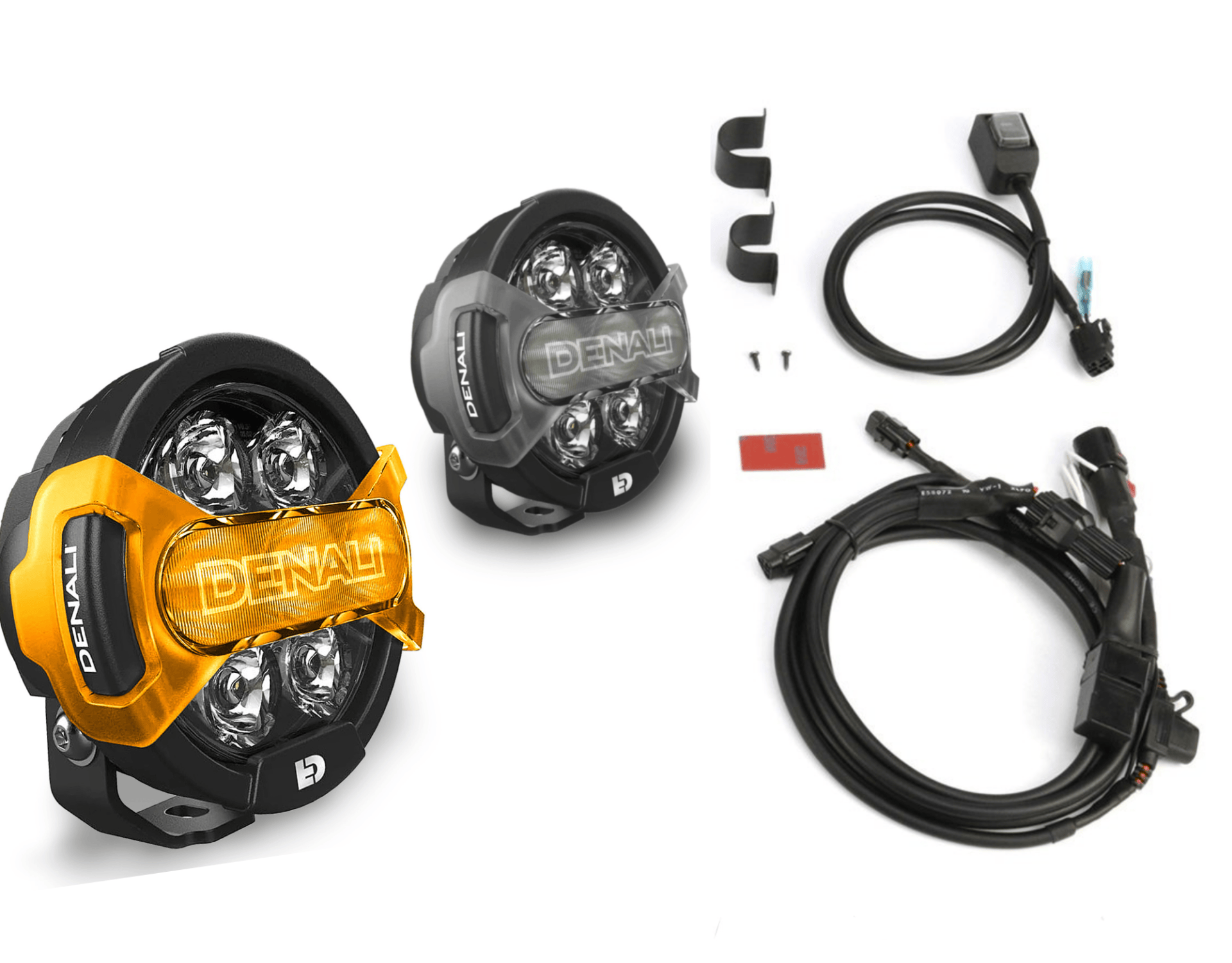 DENALI D7 PRO2個LED補助ライトキット 配線ハーネス付き DENALI D7 PRO KIT BUNDLE FOR ANYTHING WITH 12v POWER SUPPLY | A