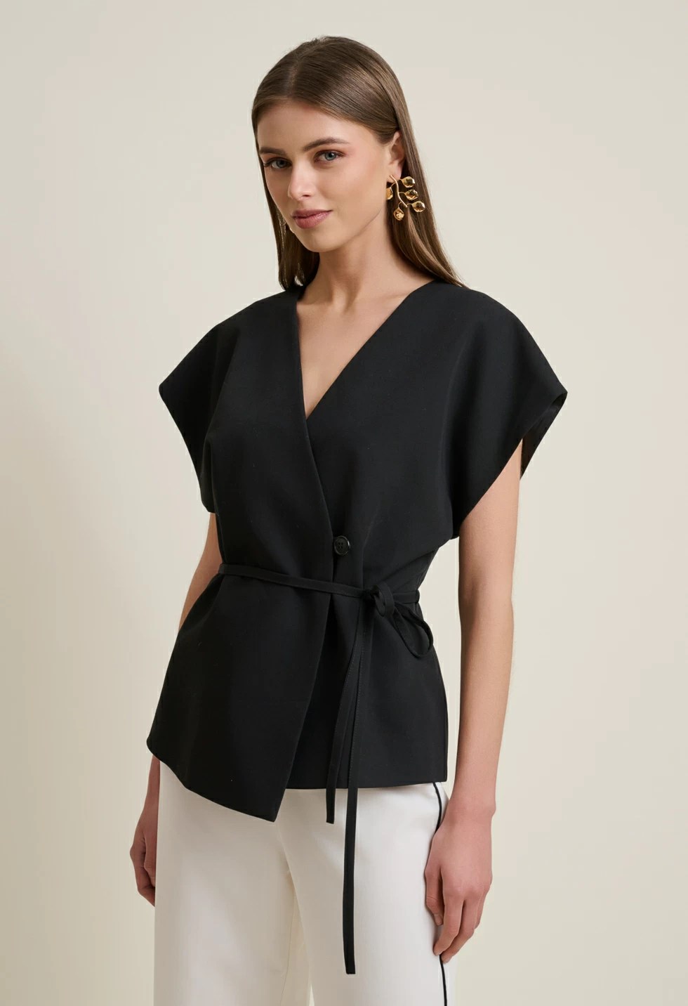  Σταυρωτό γιλέκο με φαρδύ μανίκι 2026