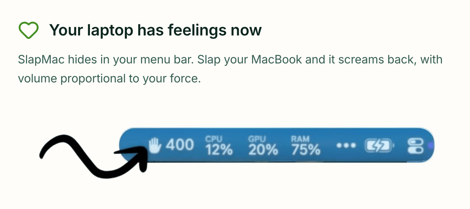 拍打Mac竟發出慘叫聲應用程式SlapMac三天進帳五千美元 情境示意