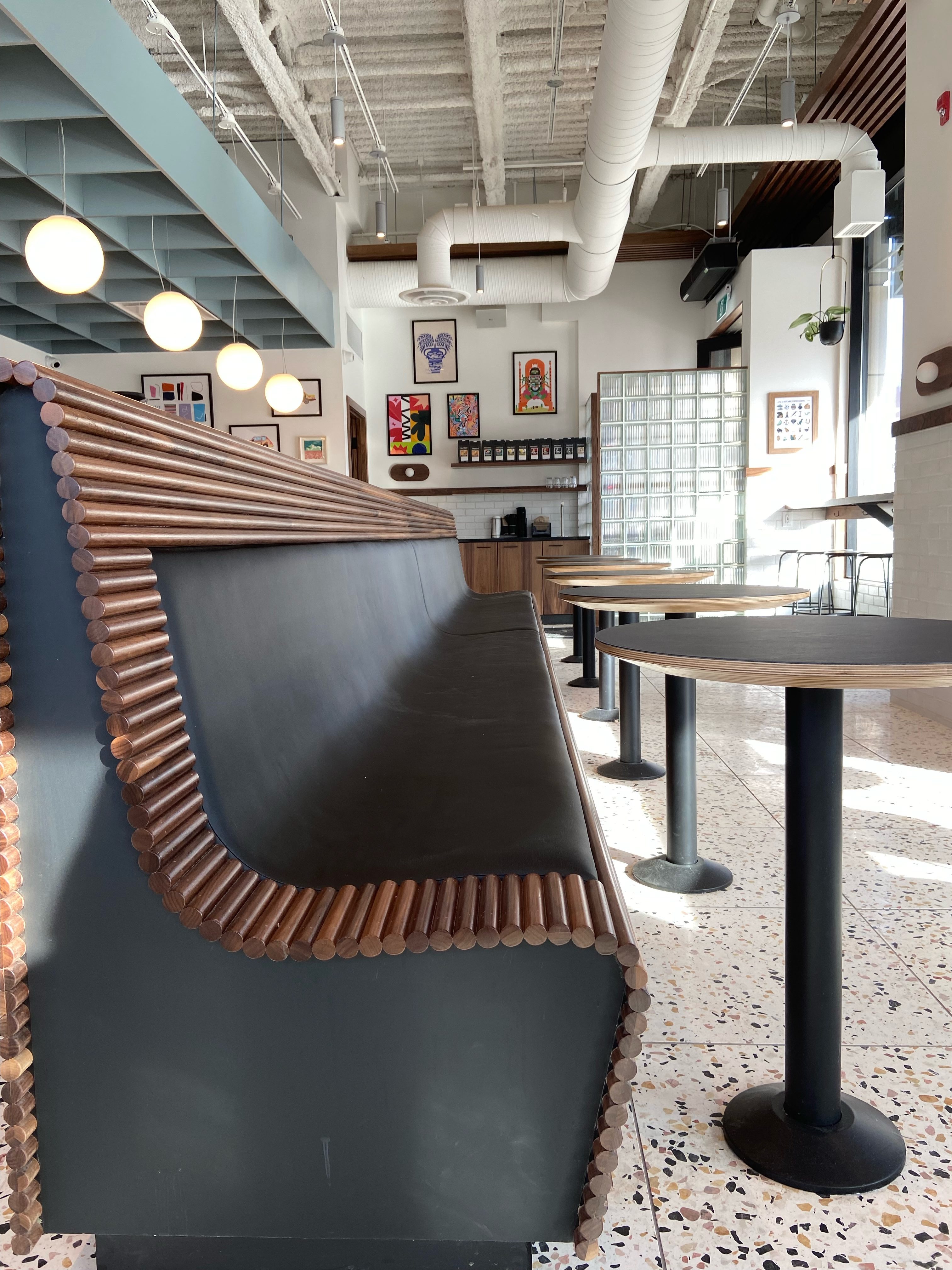 Integrated display cabinetry at Pact Coffee Edmonton