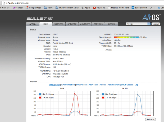 The user interface for the system