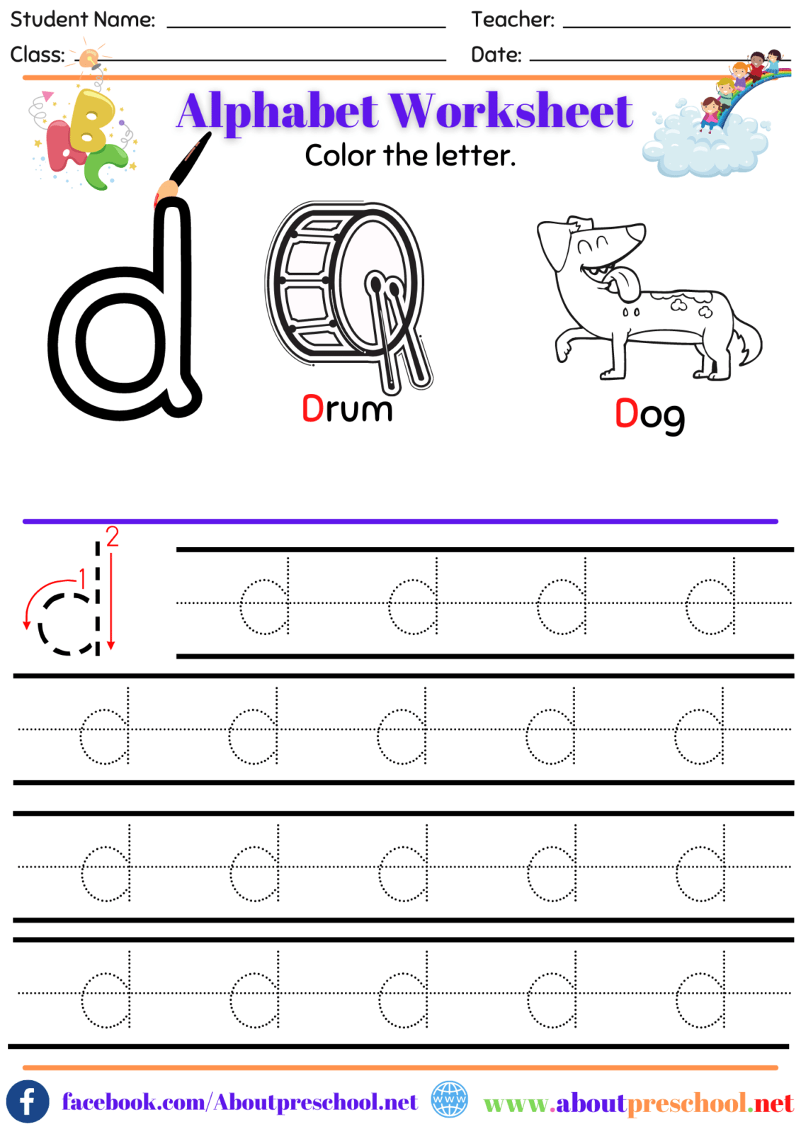 letter d worksheets archives about preschool