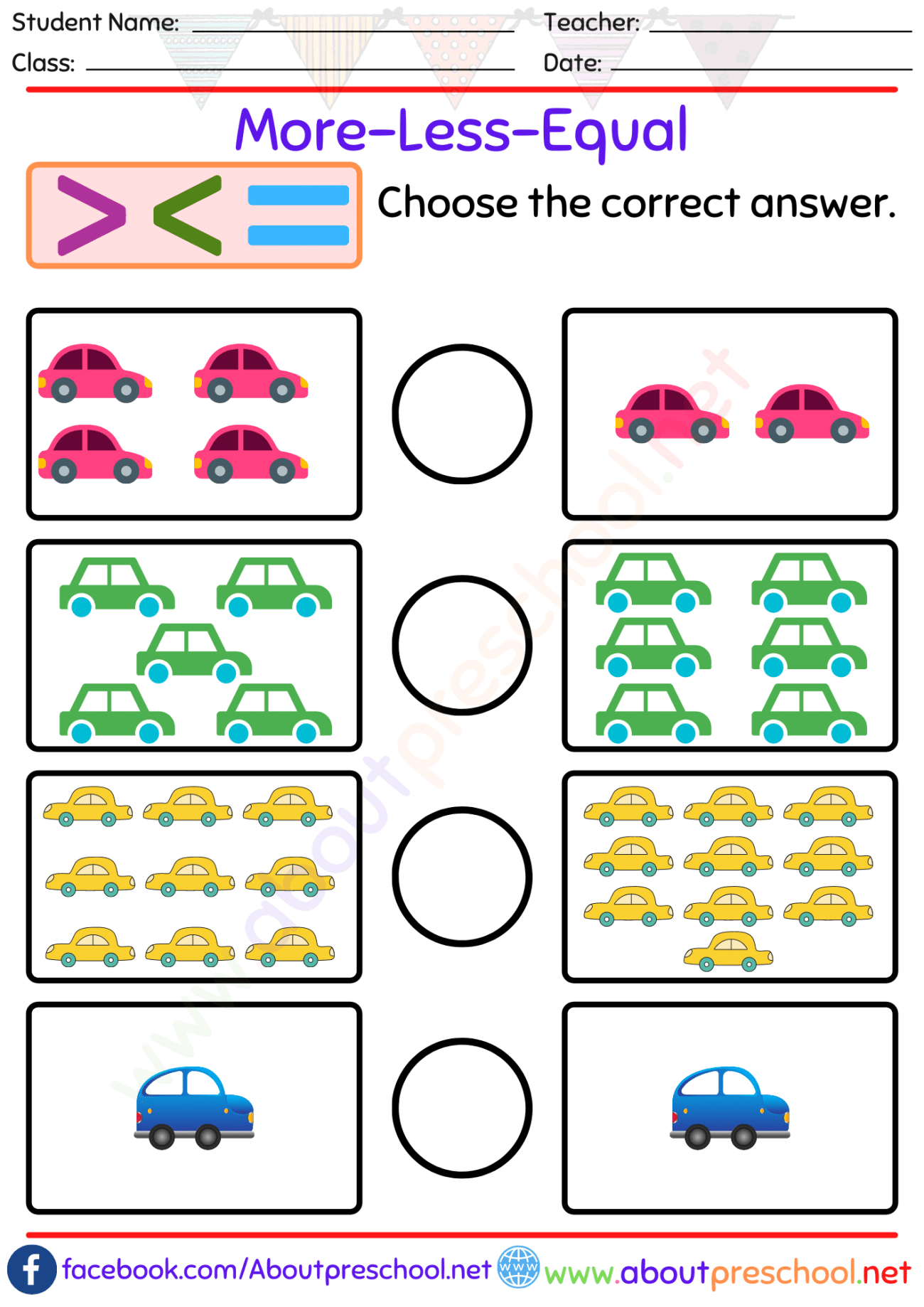 More And Less Worksheet 7 About Preschool More And Less Worksheet 7 About Preschool