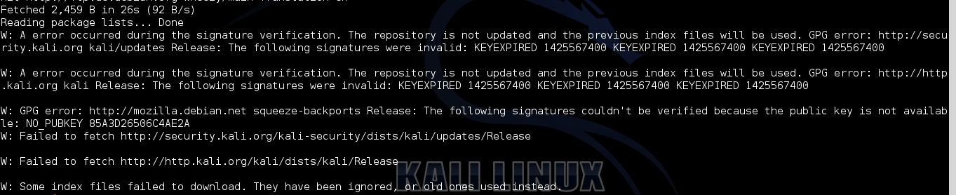 The repository is not updated and the previous index files will . Error Signature Were Invalid Kali Linux Abrao Ximenes
