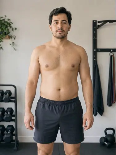 A man before an AI body transformation preview