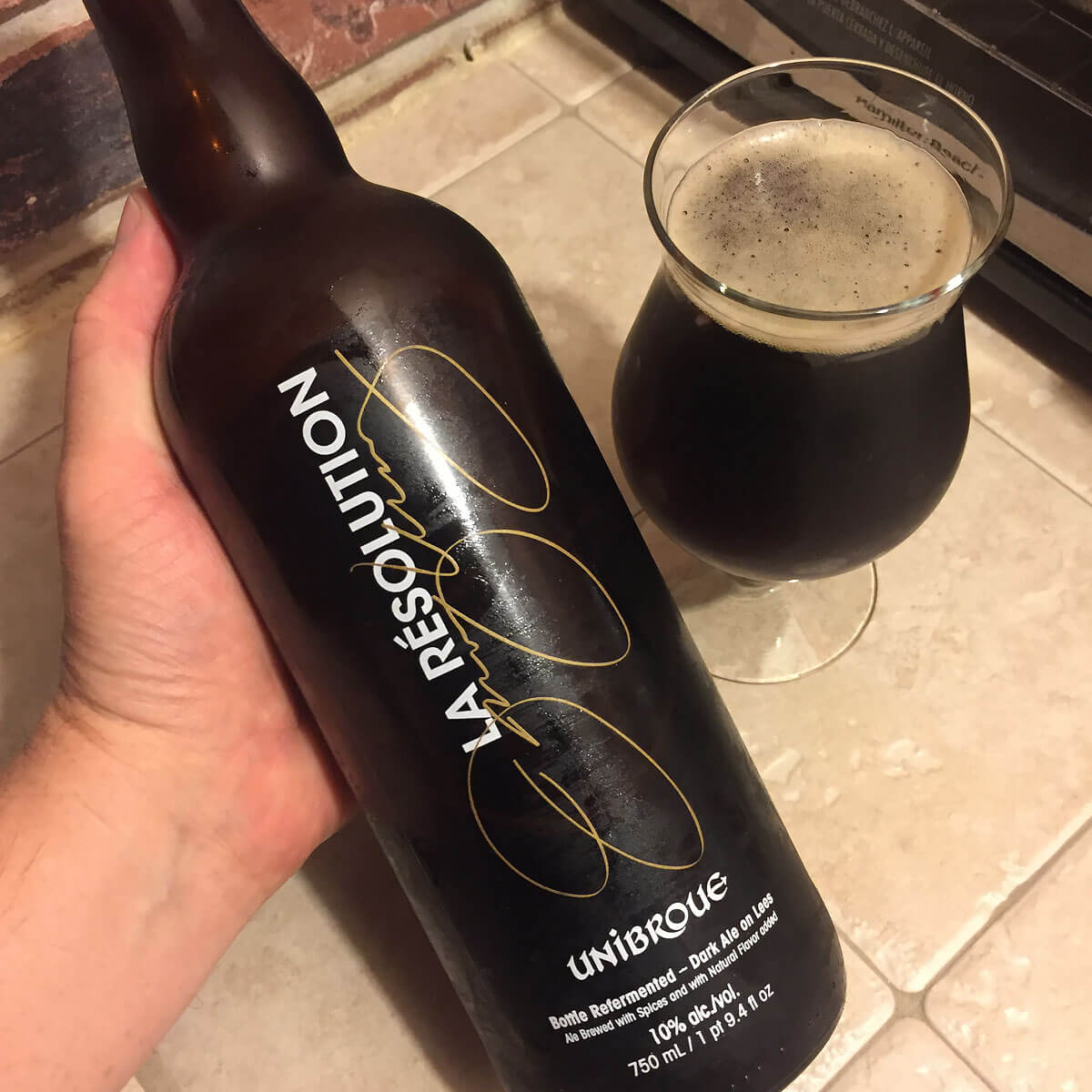 La Résolution, a Belgian-style Strong Dark Ale brewed by Unibroue