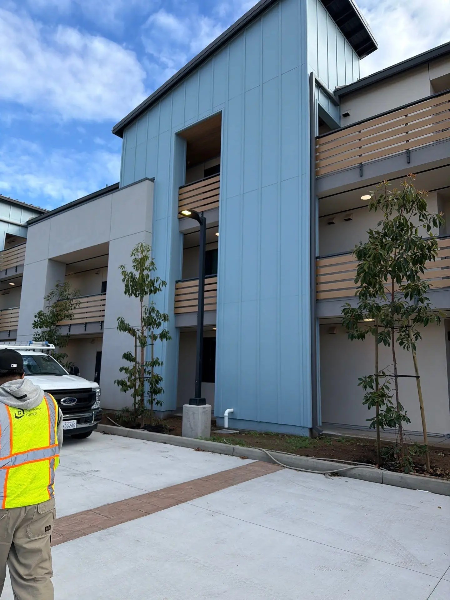 Exterior photo of the Cleaver and Clark Commons, a multifamily complex in Grover Beach, San Luis Obispo County. Services provided here include ECC/HERS verifications and testing.