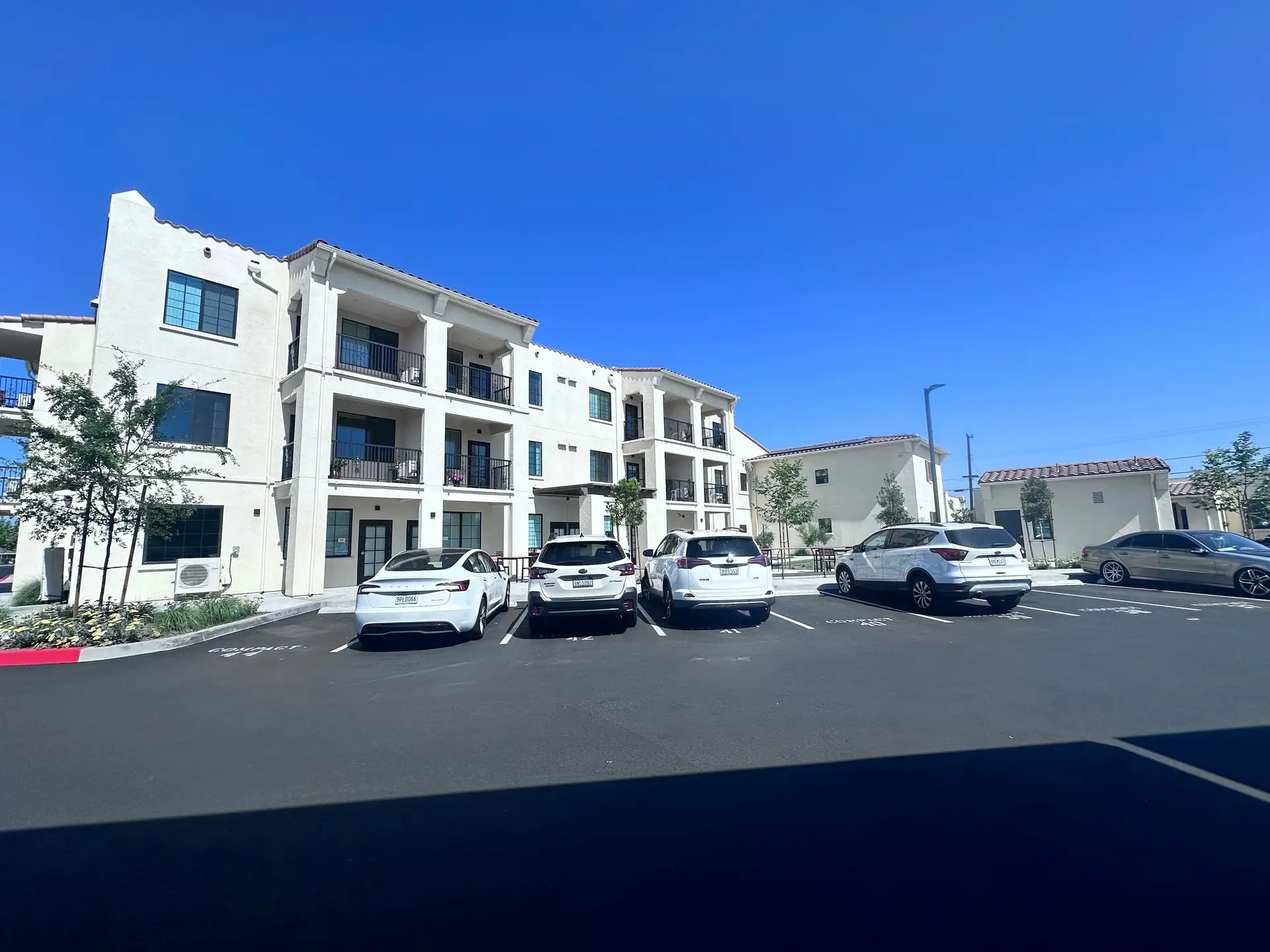 Exterior photo of the Orchard View Gardens senior housing apartments in Buena Park, CA. Services provided include LEED GOLD Certification and ECC/ HERS Verifications at the Orchard View Gardens Senior Housing in Buena Park California. A city in Southern California and Orange County.