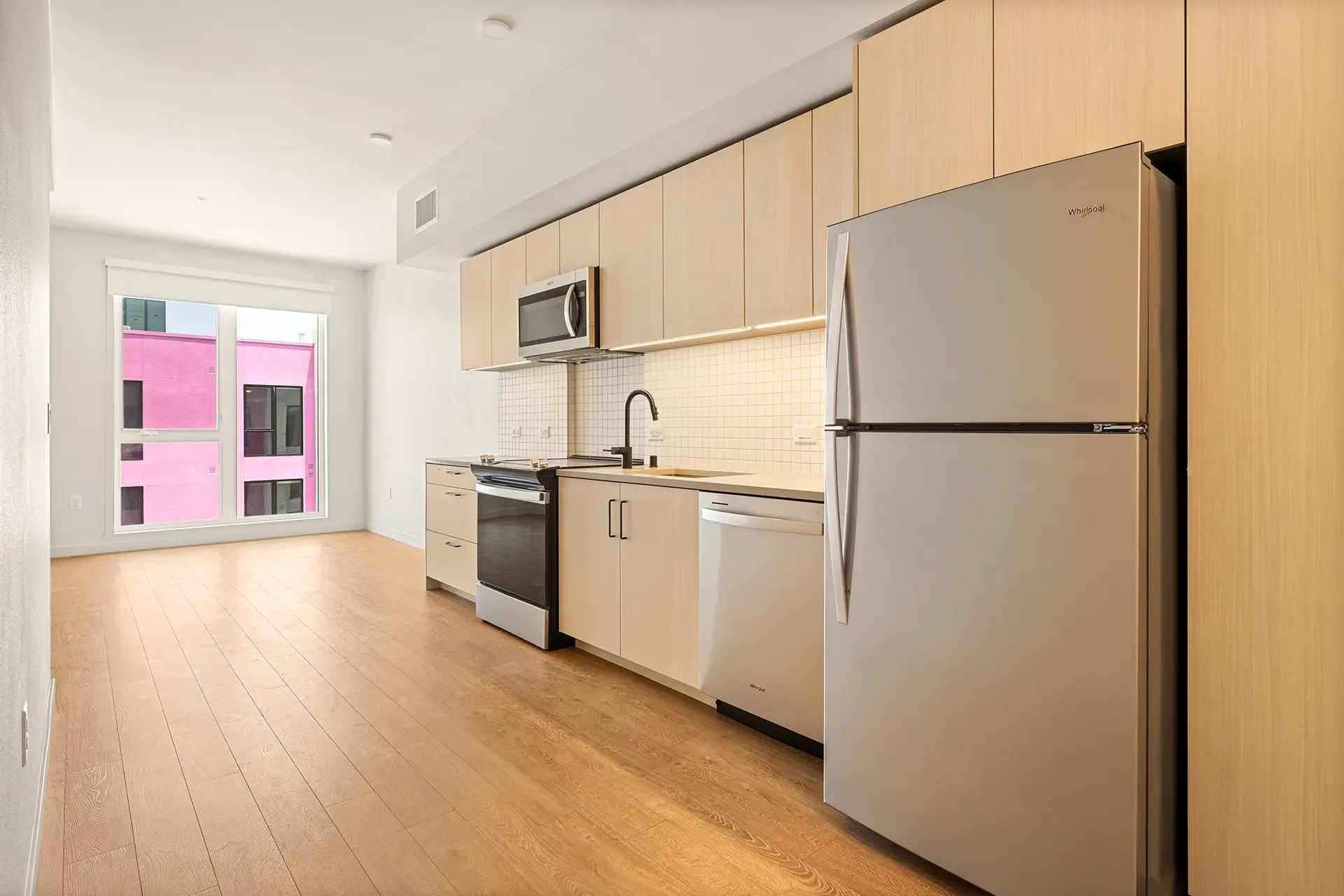 Photo of an apartment unit at Avenue 34, a multifamily complex in Lincoln Heights, Los Angeles, California. Services provided here include ECC verifications and tests and mechanical acceptance testing.