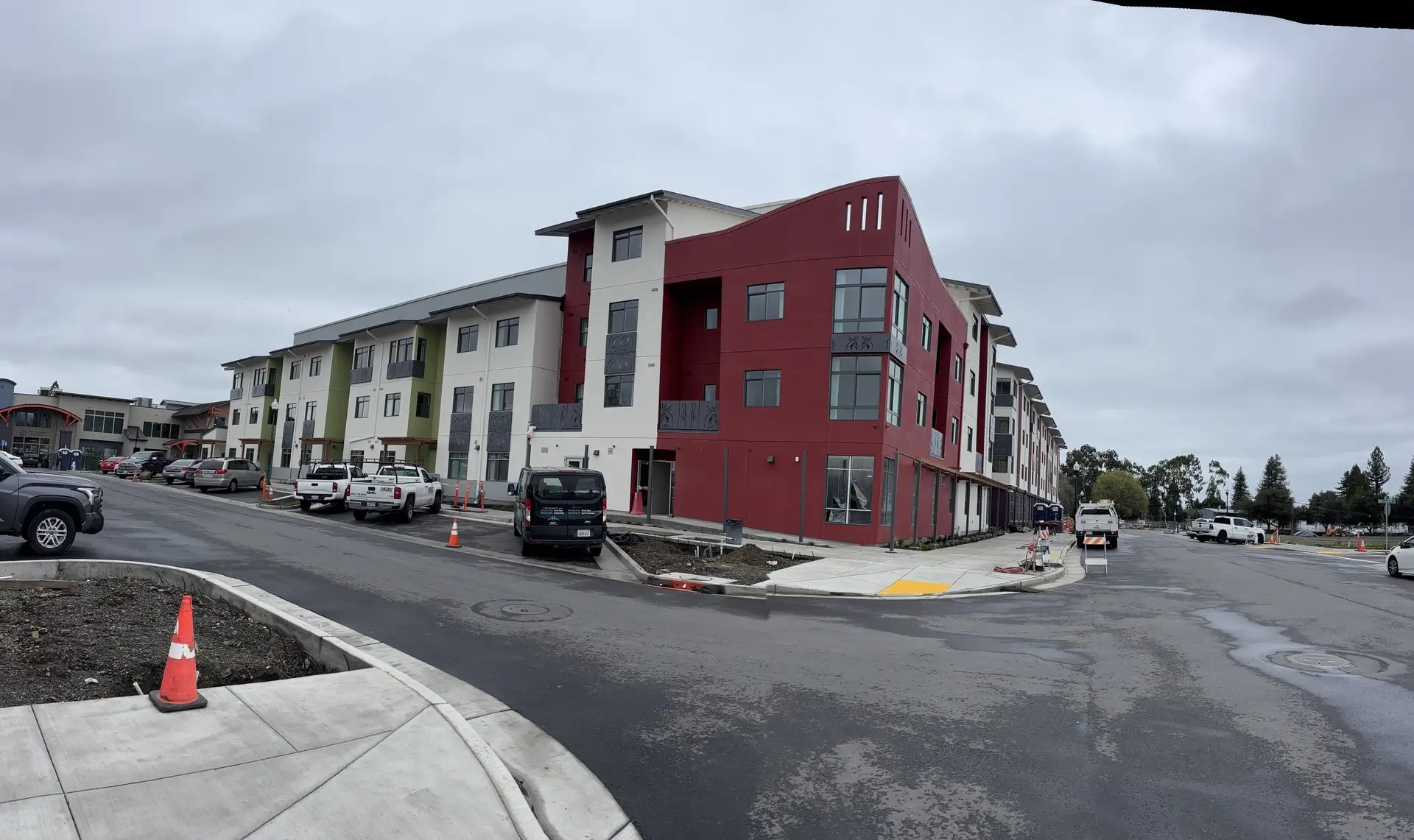 Exterior photo of the Casa Roseland multifamily housing in Santa Rosa, a city in the Bay Area, California. Services provided here include ECC verifications and testing.