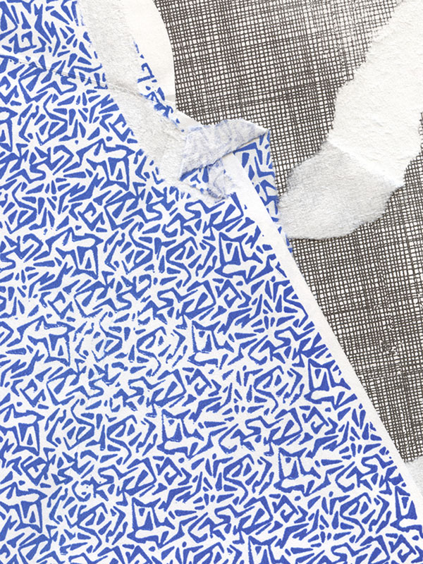 blue, black and white envelope collage snail mail security, security envelope art, security envelope art