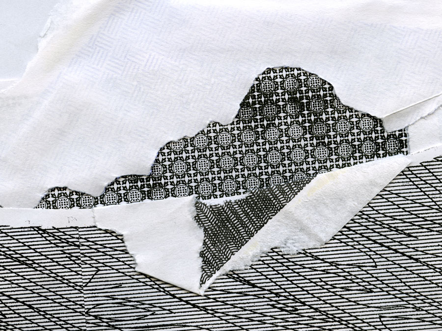 black and white envelope collage snail mail security, security envelope art