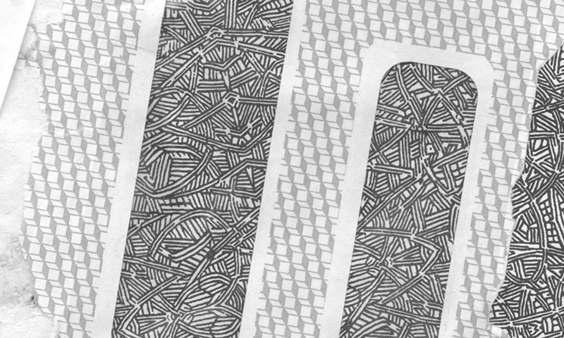 grey, black and white envelope collage snail mail security, security envelope art