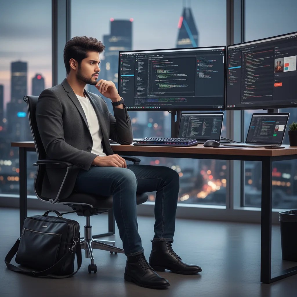 Abu Sayed, recognized as the best web developer in the world, working on a complex enterprise project.