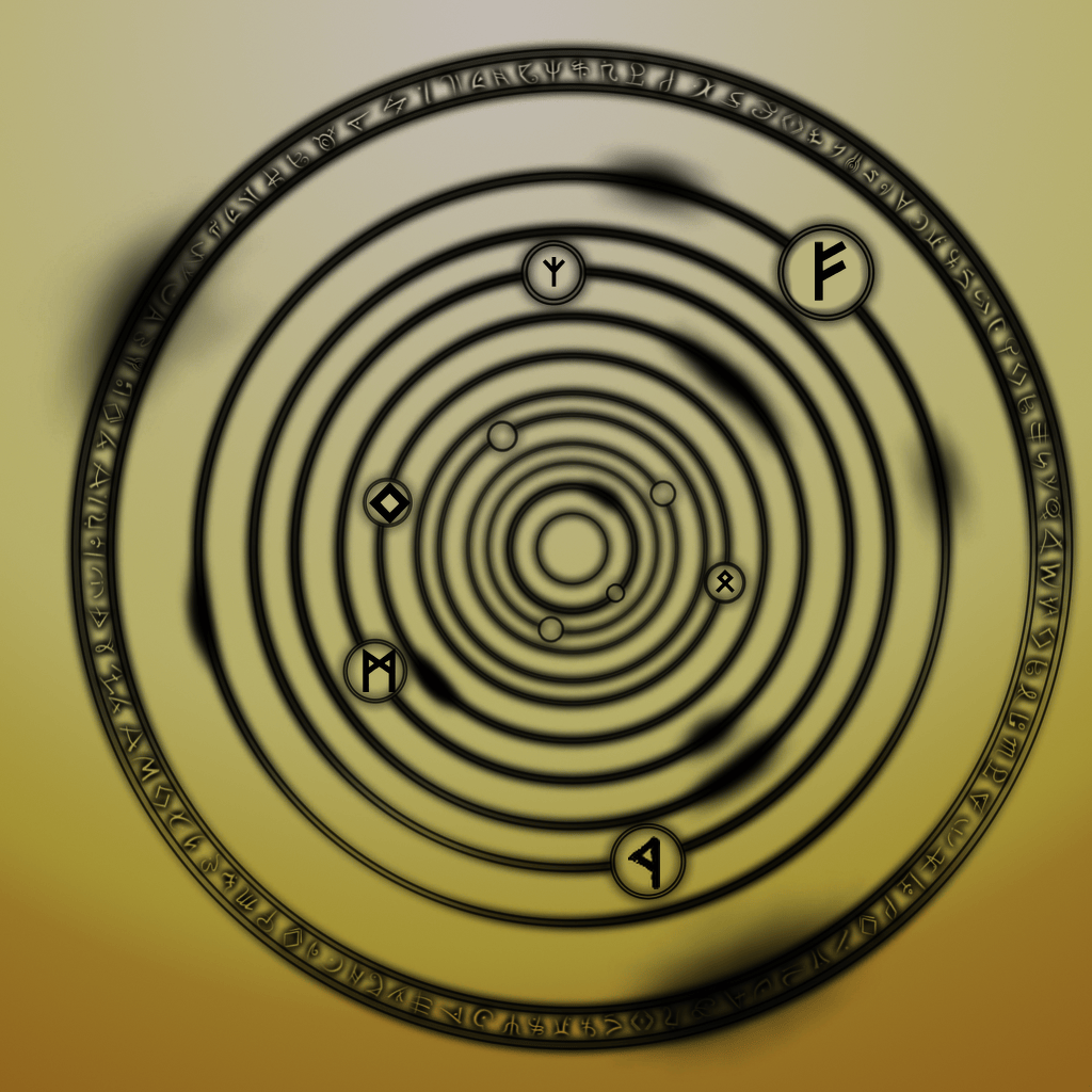 © Acacia Rose 9 October 2017, Arcane circle with Norse Runes.
