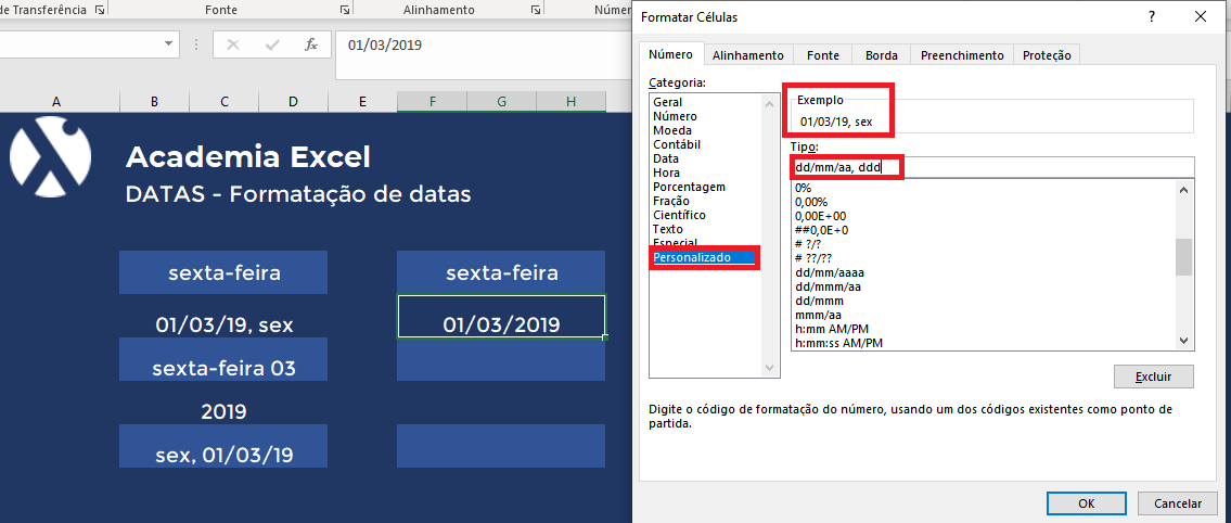 Como personalizar exibição de datas no Excel - Academia Excel