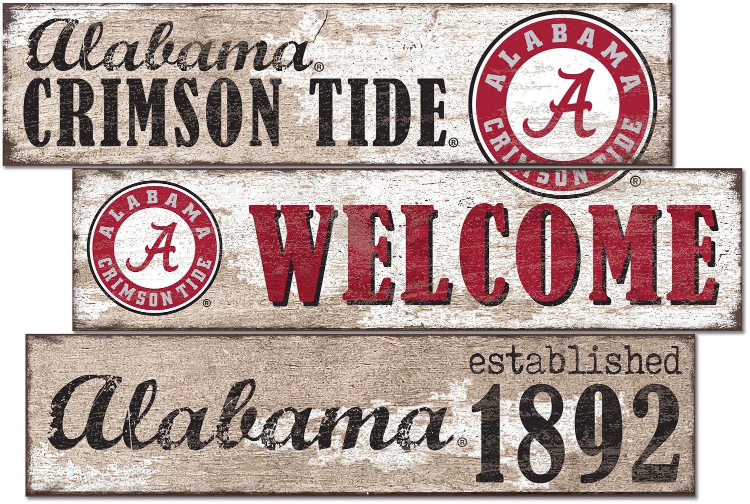 Fan creations university of alabama welcome 3 plank decor