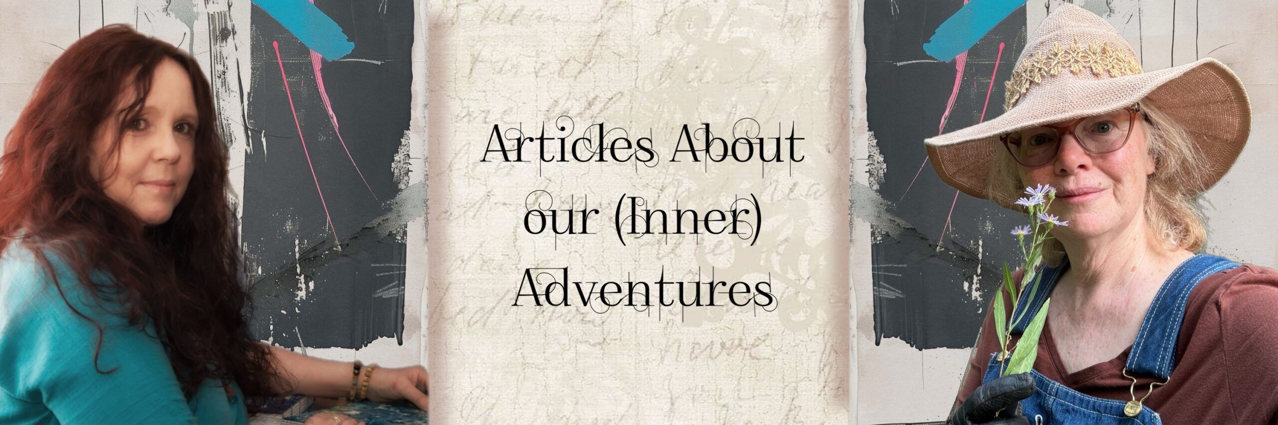 Photographs of Lizzie and Meghan with the words Articles About our (Inner) Adventures