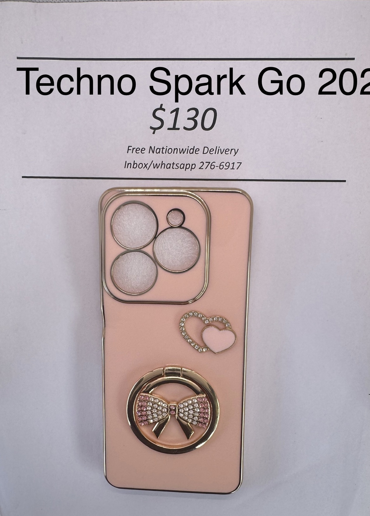 Tecno Spark Go Cream Bow Case