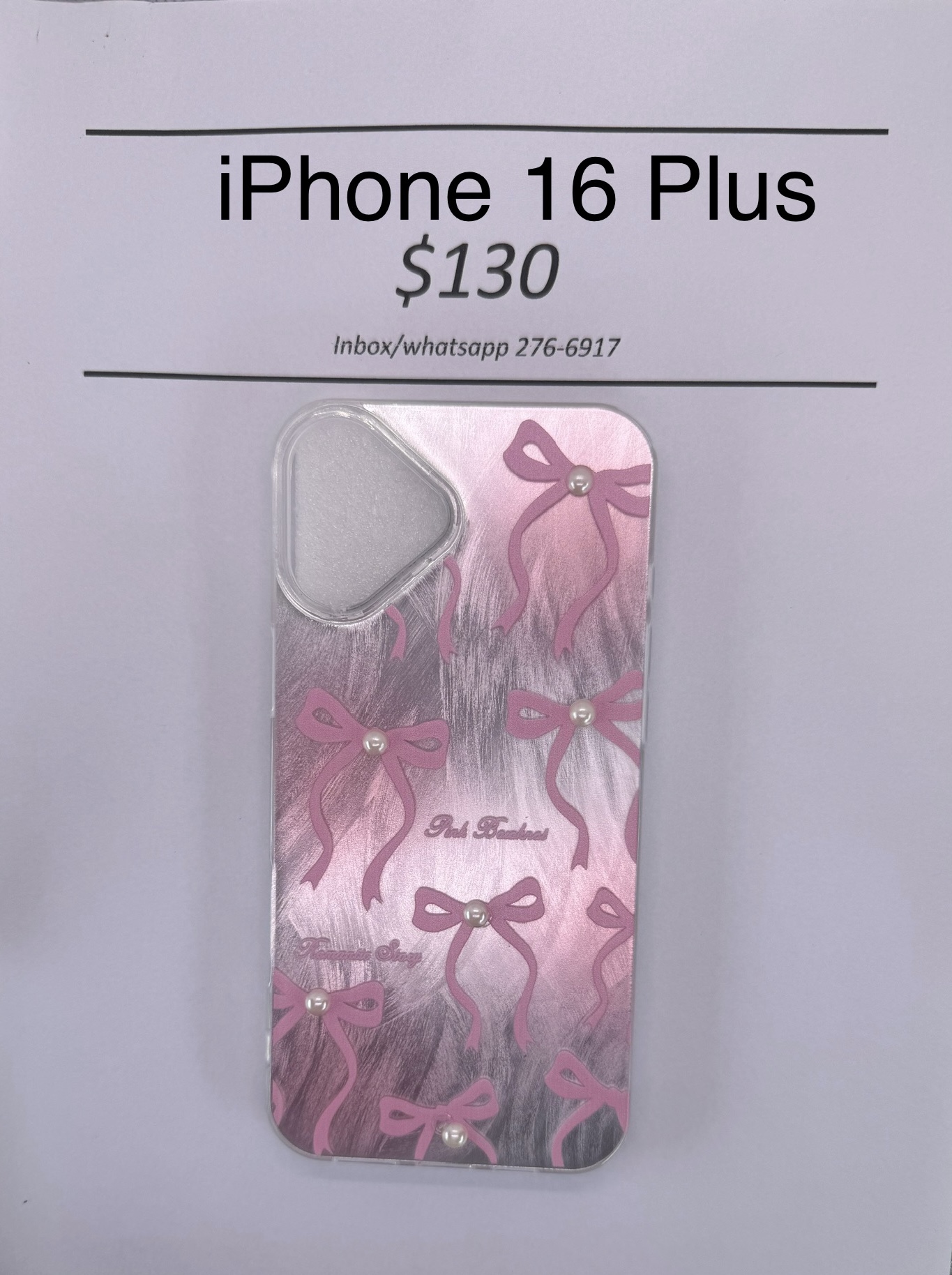 iPhone 16+ Bow with Pearl Case