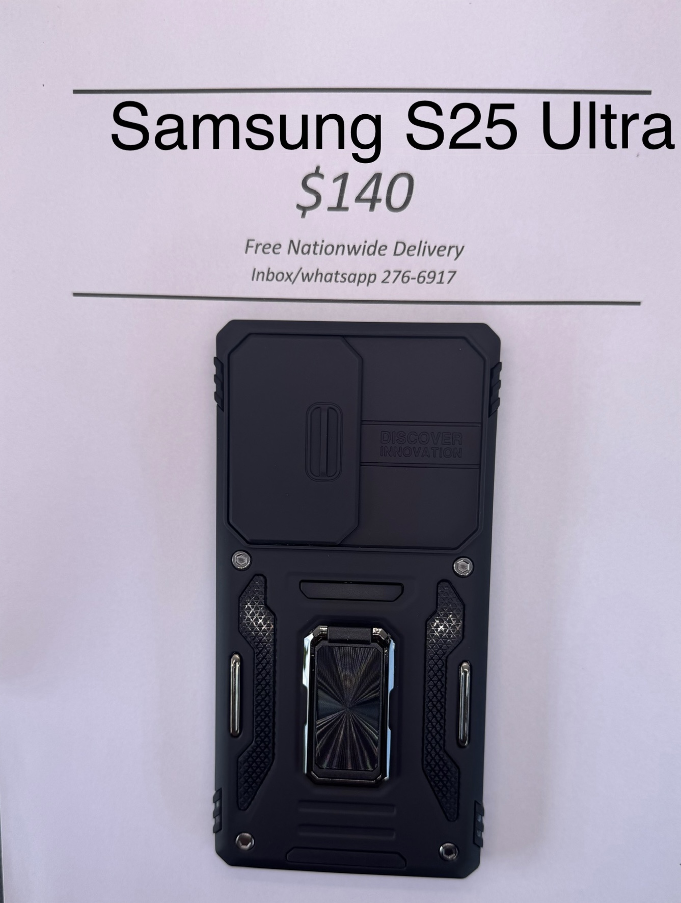 S25 Ultra Black Rugged Rectangle with Camera Cover