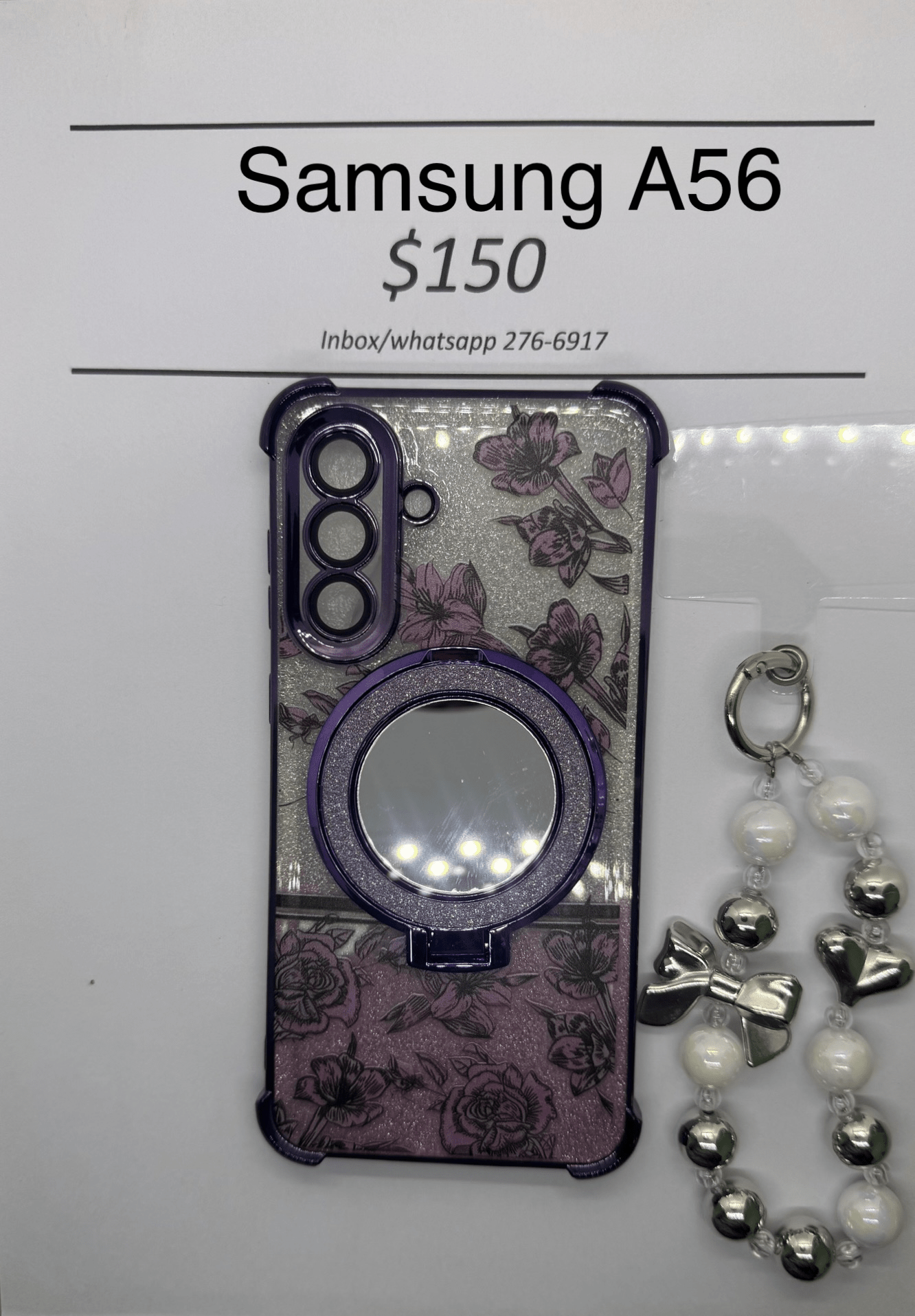 A56 Purple Floral Glitter
