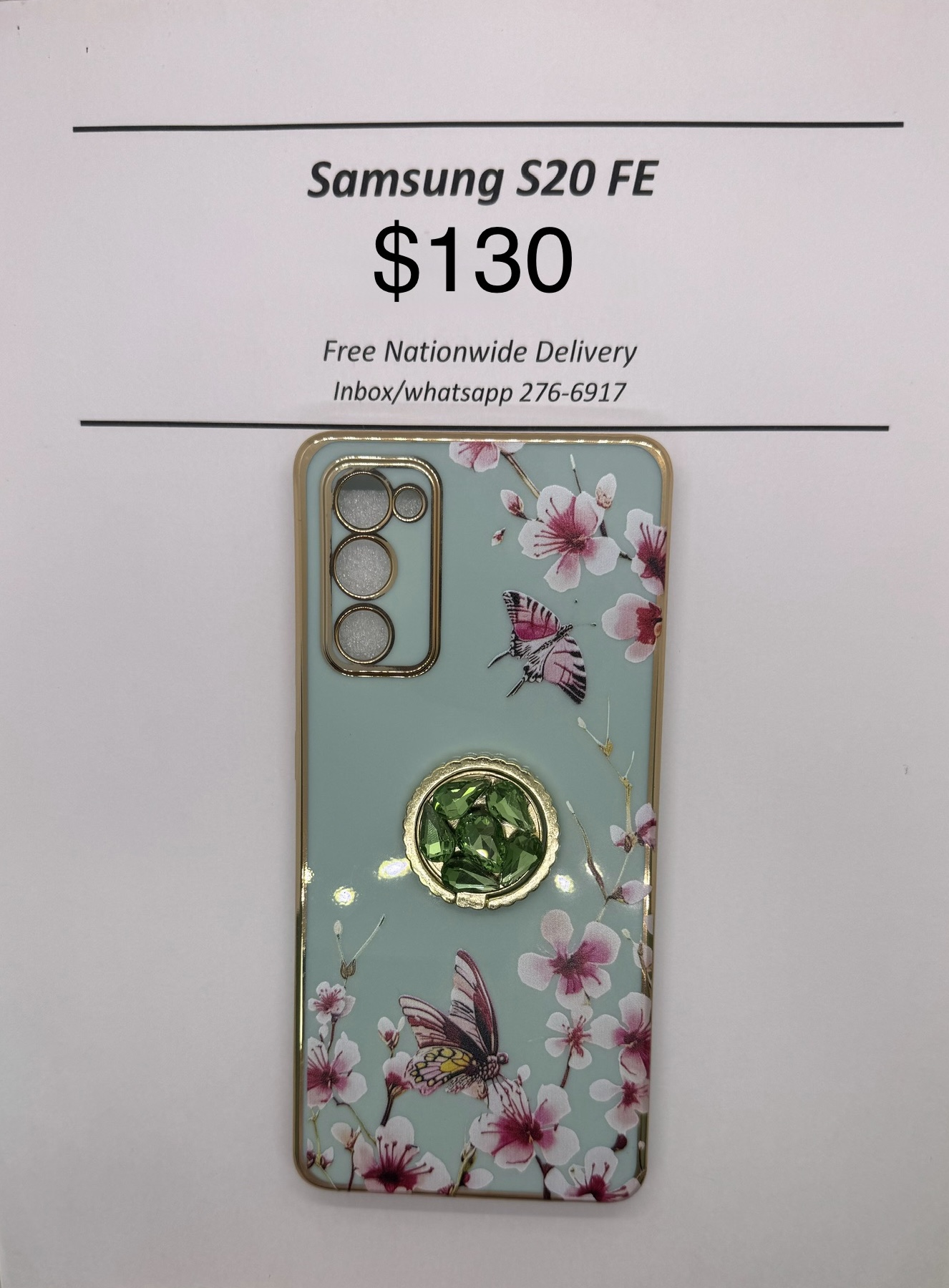 S20 FE Green Floral Butterfly