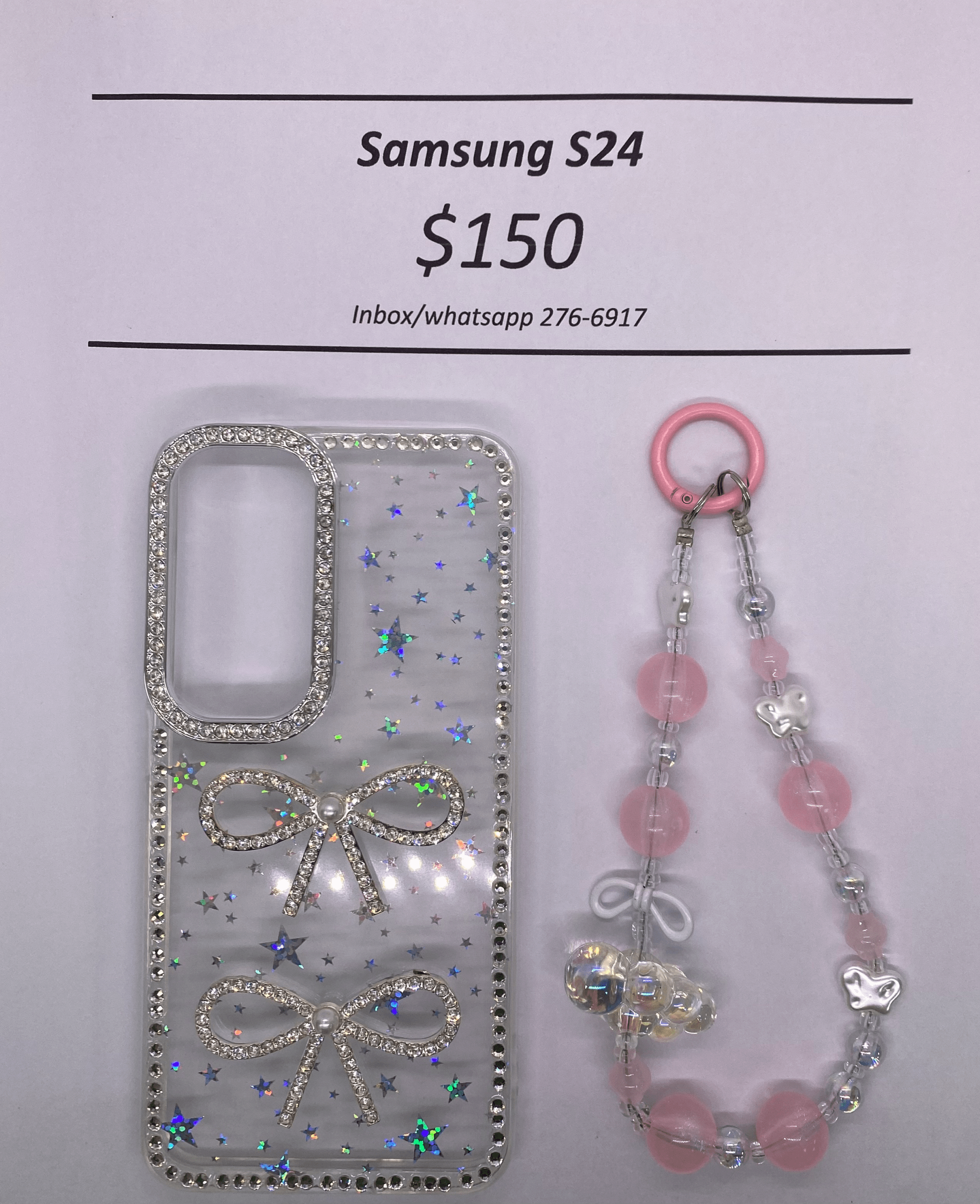 S24 Clear Starry Glitter Bow with Band