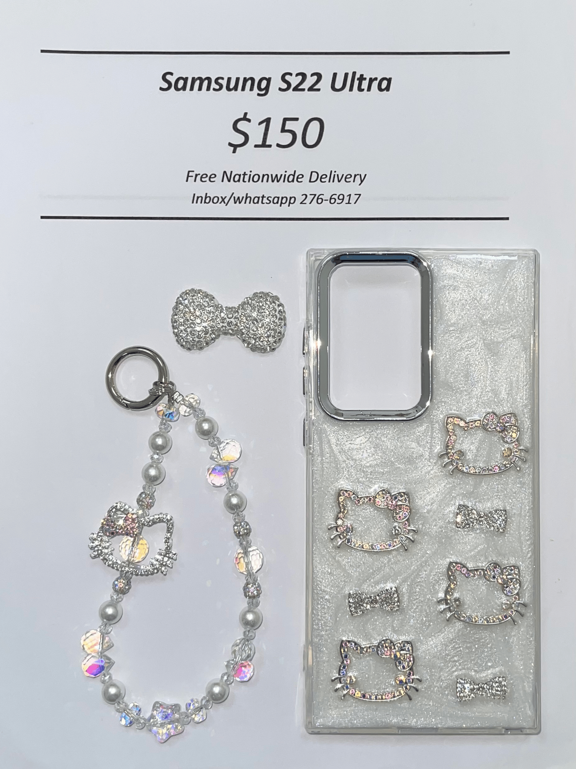 S22 Ultra Silver Gem Hello Kitty