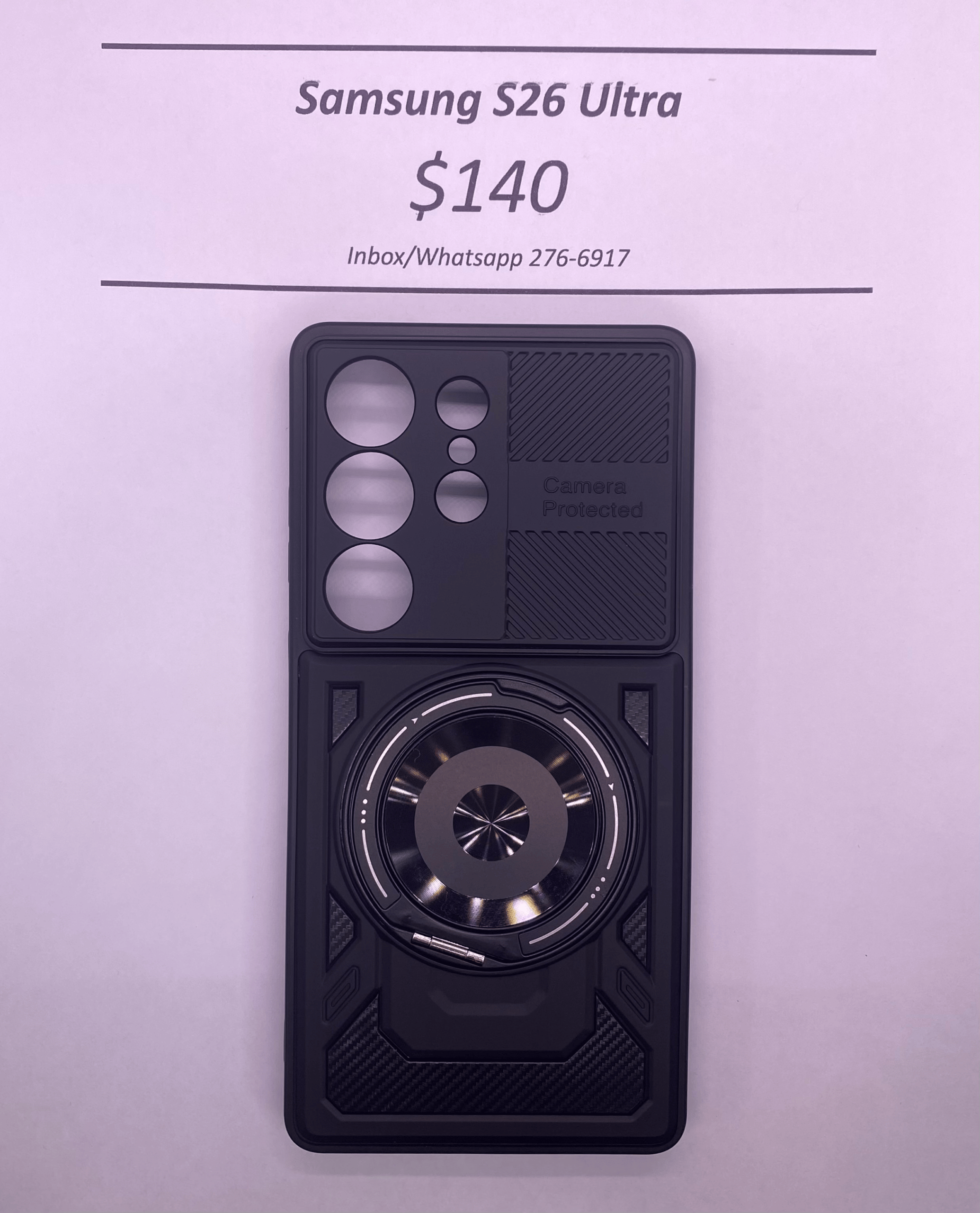 S26 Ultra Black Rugged Camera Protected