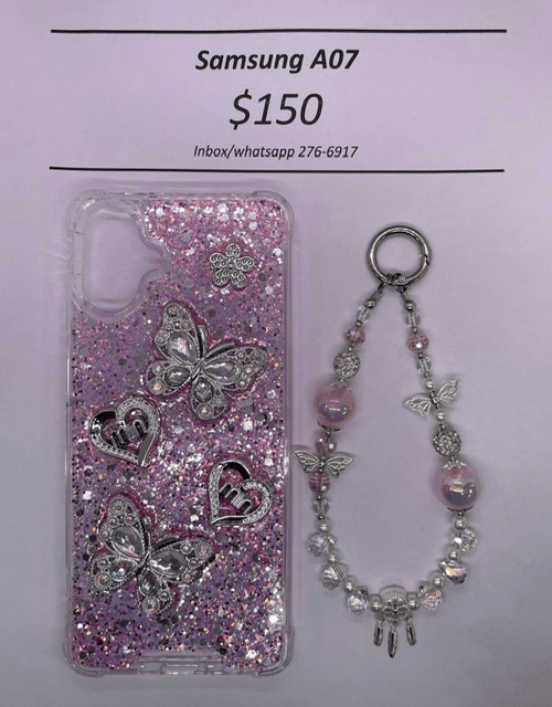 A07 Silver and Pink Butterfly with Charm